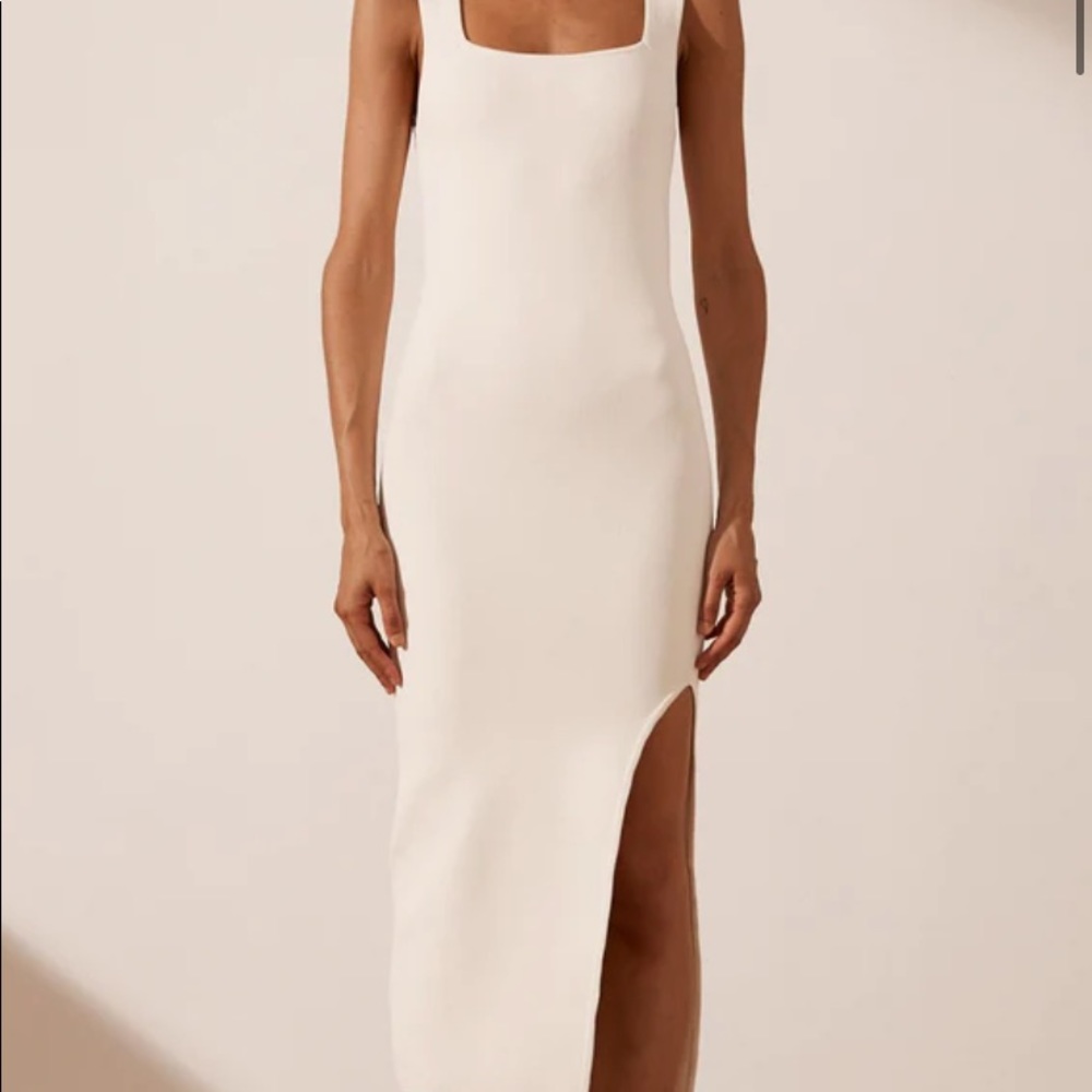 SHONA JOY BASIC SQUARE NECK MIDI DRESS - IVORY